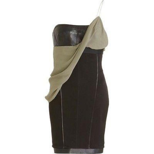 ALEXANDER WANG fitted dress draped sash leather runway black-Clothing, Shoes & Accessories:Women's Clothing:Dresses-Alexander Wang-Jenifers Designer Closet