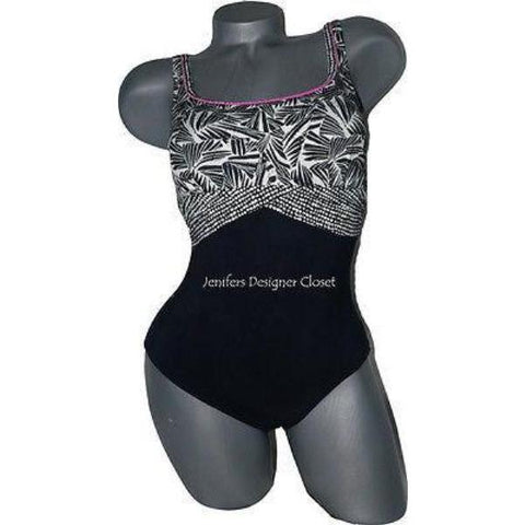 GOTTEX maillot swimsuit 8 tummy control slimming black white pink-Swimwear-Gottex-8-Black/Pink-Jenifers Designer Closet