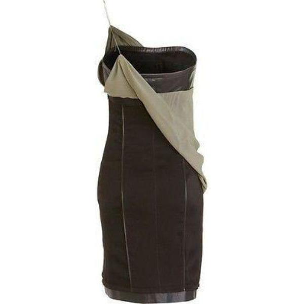 ALEXANDER WANG fitted dress draped sash leather runway black-Clothing, Shoes & Accessories:Women's Clothing:Dresses-Alexander Wang-Jenifers Designer Closet