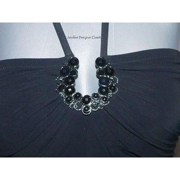 GOTTEX swimsuit ruched 6 jeweled cinched tummy control bandeau slimming-Swimwear-Gottex-6-Black-Jenifers Designer Closet