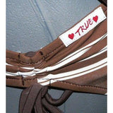 LOVE TRUE LOVE bikini swimsuit striped boy shorts L-Swimwear-Love True Love-Large-Brown-Jenifers Designer Closet
