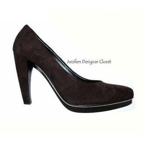 PRADA heels shoes pumps 37.5 7 designer suede leather with dust bags brown-Heels-PRADA-37.5-Chocolate brown-Jenifers Designer Closet