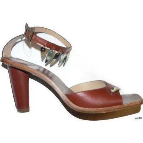 CHARLES JOURDAN Paris 9.5 ankle strap abalone leather france heels shoes-Clothing, Shoes & Accessories:Women's Shoes:Heels-Charles Jourdan-9.5-Brown-Jenifers Designer Closet