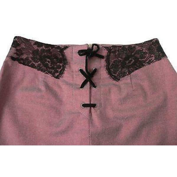 JUST CAVALLI corset skirt red glitter black lace 40 S pencil-Skirts-JUST CAVALLI-40-Red/Black-Jenifers Designer Closet