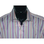 ROBERT GRAHAM 17 dress shirt men's sheen contrast cuffs XL-Dress Shirts-Robert Graham-17-white/pink/purple-Jenifers Designer Closet
