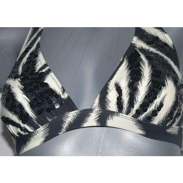 RED CARTER South Beach S swimsuit bikini sequins 2 pc-Clothes, Shoes & Accessories:Women's Clothing:Swimwear-RED CARTER-Small-Black/cream-Jenifers Designer Closet