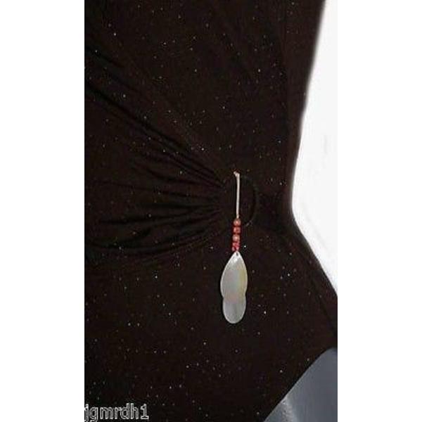 GOTTEX 6 Small swimsuit brown gold metallic shells 1 piece wrap-Swimwear-Gottex-6-Brown-Jenifers Designer Closet