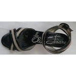 ELISA FERARE heels 7 sandals shoes black patent tan leather clear heel $650-Heels-Elisa Ferare-7-Black/tan-Jenifers Designer Closet
