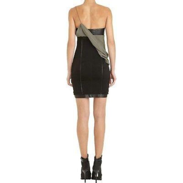 ALEXANDER WANG fitted dress draped sash leather runway black-Clothing, Shoes & Accessories:Women's Clothing:Dresses-Alexander Wang-Jenifers Designer Closet
