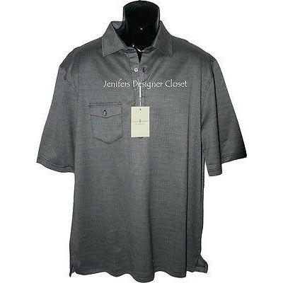 FAIRWAY & GREENE polo golf shirt XL herringbone black white Mercerized men's-Athletic Apparel-Fairway & Greene-XL-black-Jenifers Designer Closet