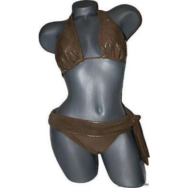 BADGLEY MISCHKA 4 S swimsuit bikini $250 metallic gold-Swimwear-Badgley Mischka-4-Gold-Jenifers Designer Closet