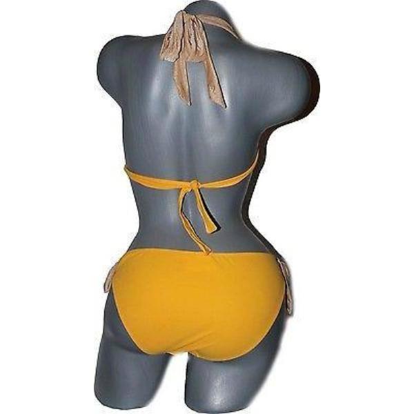 LE TRUC bikini swimsuit yellow gold $220 S M 2 piece designer-Clothing, Shoes & Accessories:Women's Clothing:Swimwear-Le Truc-Small/Medium-Yellow-Jenifers Designer Closet