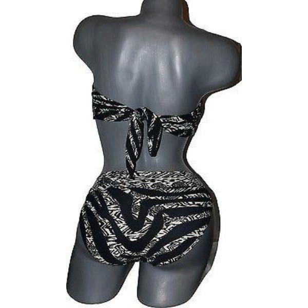 CARMEN MARC VALVO M 2PC twist bandeau swimsuit bikini-Swimwear-Carmen Marc Valvo-Medium-Black-Jenifers Designer Closet