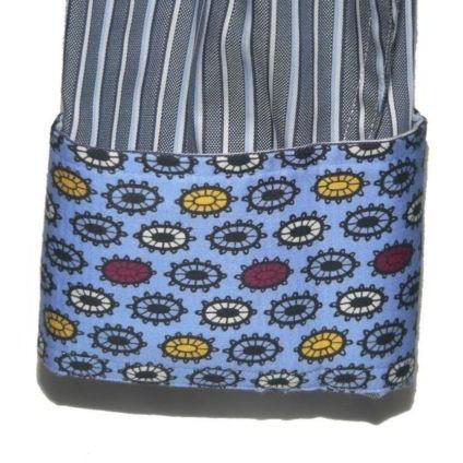 ROBERT GRAHAM shirt L striped with contrasting cuffs $228 navy men's-Casual Shirts-Robert Graham-Large-Navy-Jenifers Designer Closet