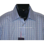 ROBERT GRAHAM Size-16.5 42 dress shirt blue white striped men's designer-Dress Shirts-Robert Graham-16.5-Blue-Jenifers Designer Closet