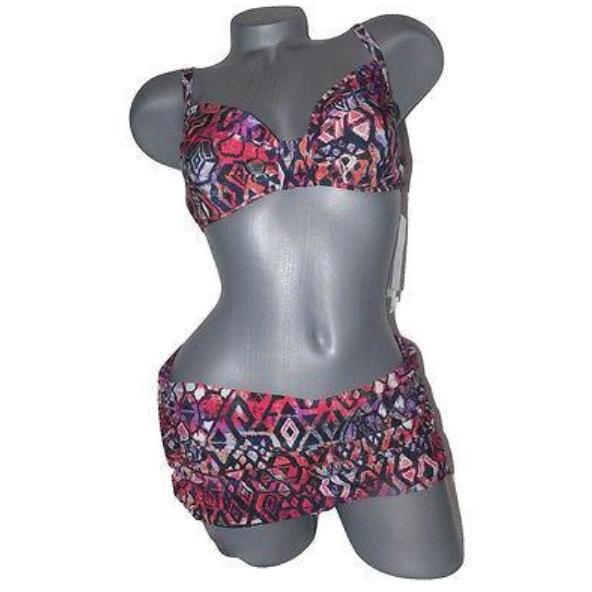GOTTEX swimsuit bikini skirted 8 34D cup ruched underwire 2pc ruffled-Swimwear-Gottex-8/34D-Multi-Jenifers Designer Closet