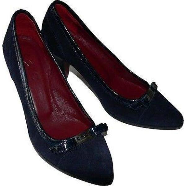 COSTUME NATIONAL navy pumps heels shoes $754 37 7 M suede leather-Heels-Costume National-37-navy-Jenifers Designer Closet