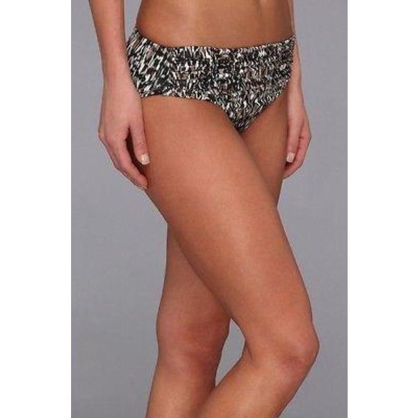 BADGLEY MISCHKA 6 swimsuit 2pc bikini halter ruched front bottoms-Swimwear-Badgley Mischka-6-Black-Jenifers Designer Closet