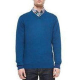 ROBERT GRAHAM M textured sweater V-neck relaxed classic men's teal wool $228-Sweaters-Robert Graham-Medium-Teal-Jenifers Designer Closet