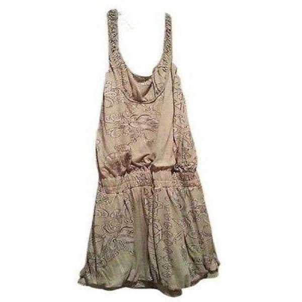 DIESEL M bubble hem halter dress $275 backless tan lined-Dresses-DIESEL-Medium-Tan-Jenifers Designer Closet
