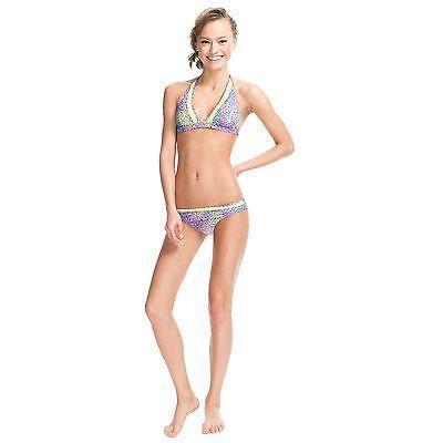 NANETTE LEPORE sexy S designer swimsuit bikini neon lime mesh purple halter-Swimwear-Nanette Lepore-Small-Lime/purple-Jenifers Designer Closet