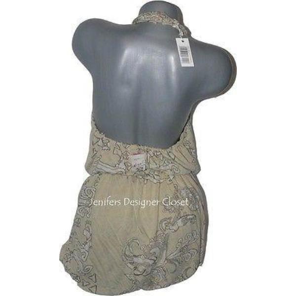 DIESEL M bubble hem halter dress $275 backless tan lined-Dresses-DIESEL-Medium-Tan-Jenifers Designer Closet