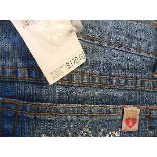 JUICY COUTURE Zoe blue jeans 31 crystals stretch flare boot cut $170 denim-Clothing, Shoes & Accessories:Women's Clothing:Jeans-Juicy Couture-31-Blue-Jenifers Designer Closet