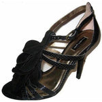 NANETTE LEPORE 8 M snake suede stilettos heels shoes black ruffled-Heels-Nanette Lepore-8-Black-Jenifers Designer Closet