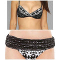 BADGLEY MISCHKA 10 swimsuit 2pc bikini fold-down bottoms underwire top-Swimwear-Badgley Mischka-10-Black-Jenifers Designer Closet