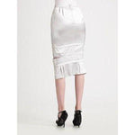 NINA RICCI Paris pencil skirt satin with cutouts $1,390 silver runway-Skirts-Nina Ricci-Jenifers Designer Closet