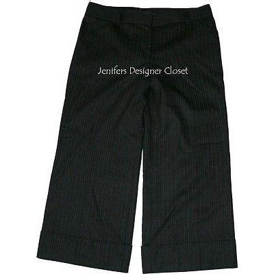 ELIE TAHARI 4 cropped career pants charcoal wool $248 pinstriped capris gray-Pants-Elie Tahari-4-Charcoal-Jenifers Designer Closet