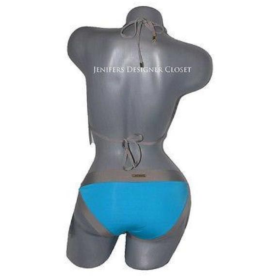 TRINA TURK 2 6 swimsuit bikini color block triangle slide taupe-Swimwear-Trina Turk-2/6-Taupe/blue-Jenifers Designer Closet