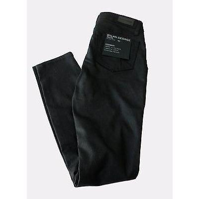 DYLAN GEORGE coated denim black skinny jeans stretch designer ankle-Jeans-Dylan George-Jenifers Designer Closet