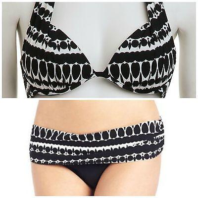 NANETTE LEPORE S swimsuit bikini black padded underwire top foldover bottoms-Swimwear-Nanette Lepore-Small-Black/white-Jenifers Designer Closet
