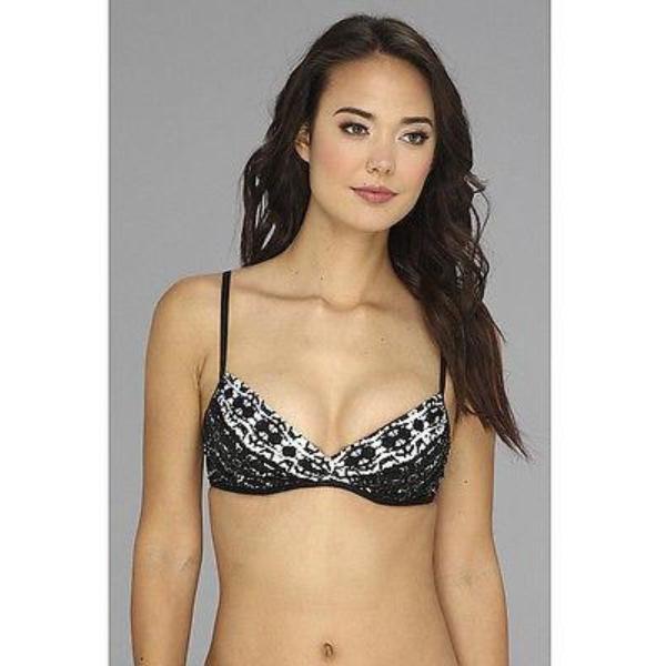 BADGLEY MISCHKA 10 swimsuit 2pc bikini fold-down bottoms underwire top-Swimwear-Badgley Mischka-10-Black-Jenifers Designer Closet