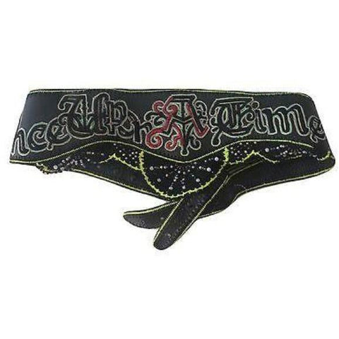 BUBA London handmade embroidered beaded crocheted wide leather belt $545-Belts-Buba-Black multi-34-40-Jenifers Designer Closet