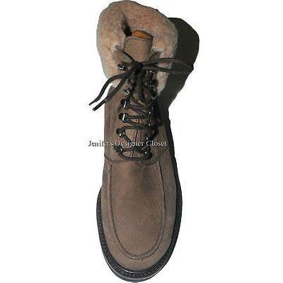 COLE HAAN boots shoes 6B fleece ankle Brown leather hiking snow