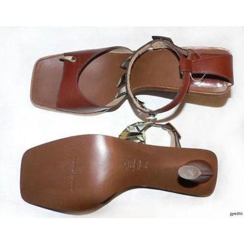 CHARLES JOURDAN Paris 9.5 ankle strap abalone leather france heels shoes-Clothing, Shoes & Accessories:Women's Shoes:Heels-Charles Jourdan-9.5-Brown-Jenifers Designer Closet