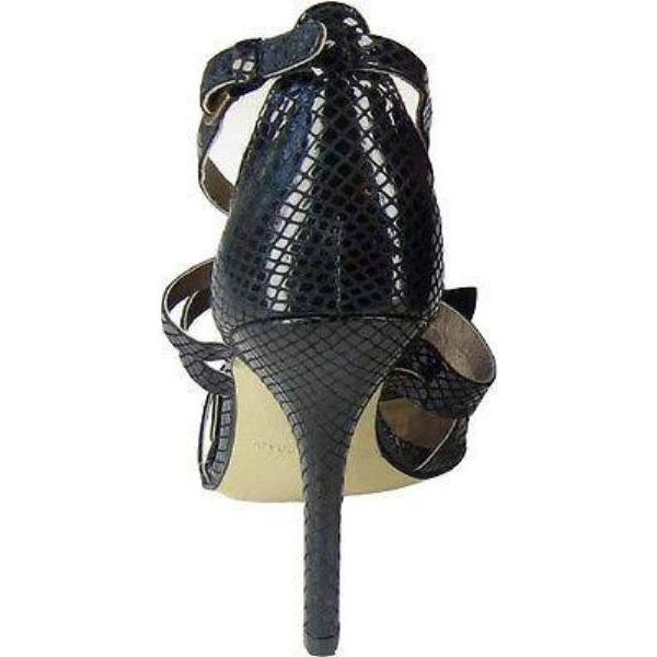 NANETTE LEPORE 8 M snake suede stilettos heels shoes black ruffled-Heels-Nanette Lepore-8-Black-Jenifers Designer Closet