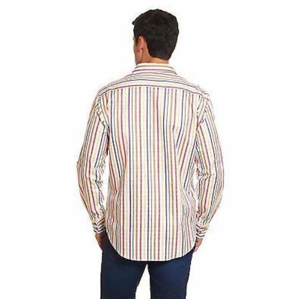 ROBERT GRAHAM XL shirt multi-color striped with paisley cuffs men's-Casual Shirts-Robert Graham-XL-Multi-Jenifers Designer Closet