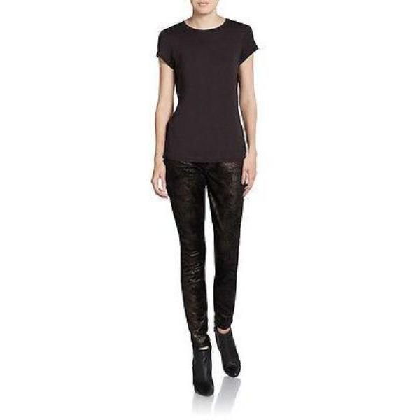 SEVEN 7 for All Mankind 24 Black shimmer Skinny Jeans Pants copper foil-Jeans-7 For All Mankind-24-Black/copper shimmer-Jenifers Designer Closet