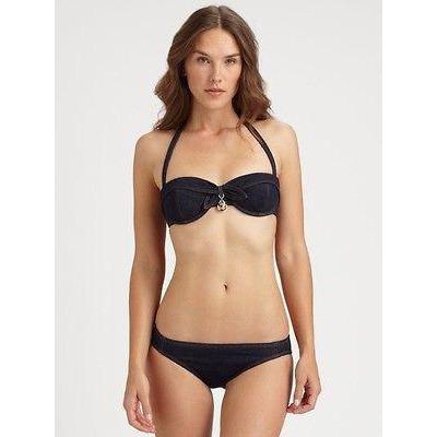 JUICY COUTURE M swimsuit bikini denim $150 push-up with juicy charms blue-Swimwear-Juicy Couture-Medium-Denim-Jenifers Designer Closet