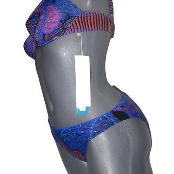 GOTTEX swimsuit bikini 6 D Cup underwire adjustable straps 2pc paisley-Swimwear-Gottex-6 D cup-Blue-Jenifers Designer Closet