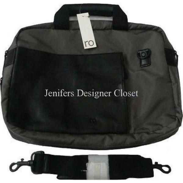 RO BAGS laptop computer travel case organizer designer leather nylon NY-Luggage-RO-OS-Black/Gray-Jenifers Designer Closet