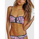 JUICY COUTURE S swimsuit bikini bralette zip-up pink waves sexy designer-Swimwear-Juicy Couture-Small-Pink/navy-Jenifers Designer Closet