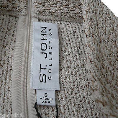 ST. JOHN Collection skirt woven career 8 $895 designer luxury-Skirts-St. John-8-tan-Jenifers Designer Closet