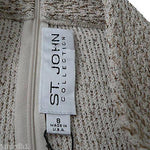 ST. JOHN Collection skirt woven career 8 $895 designer luxury-Skirts-St. John-8-tan-Jenifers Designer Closet