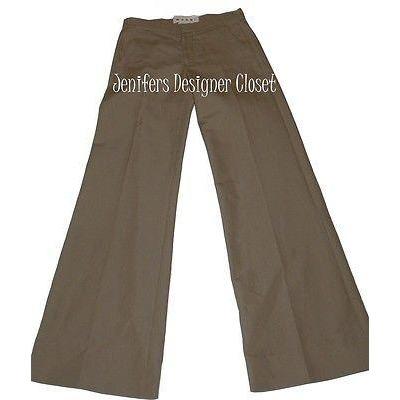 MARNI runway slacks 38/2 pants $705 trousers flare legs walnut tan flat front-Pants-Marni-38/2-Tan-Jenifers Designer Closet