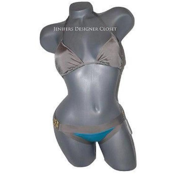 TRINA TURK 2 6 swimsuit bikini color block triangle slide taupe-Swimwear-Trina Turk-2/6-Taupe/blue-Jenifers Designer Closet