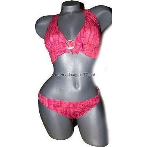 GOTTEX designer swimsuit bikini 8 electric pink $200 Israel sexy halter-Swimwear-Gottex-8-Pink-Jenifers Designer Closet